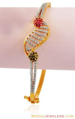 Fancy Studded Bangle 22k Gold  ( Stone Bangles )