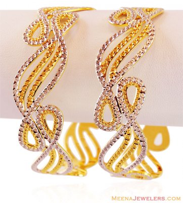 22K Two Tone Wavy Bangle (1 Pc only) ( Two Tone Bangles )