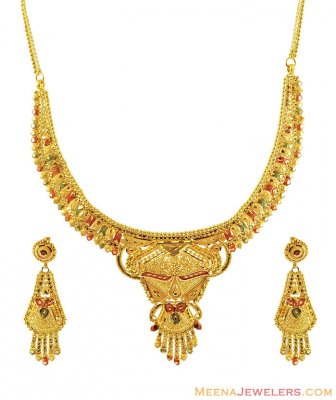 22K Tricolored Necklace Set ( 22 Kt Gold Sets )