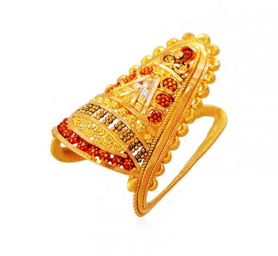 22K Three Tone Vanki Ring   ( Ladies Gold Ring )