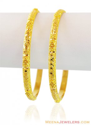 22k Gold Filigree Bangles (2PC) ( Set of Bangles )