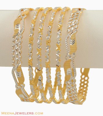 22K Gold Wavy Bangles Set ( Set of Bangles )