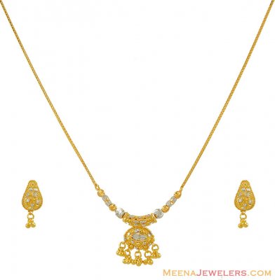 22Kt Two Tone Necklace Set ( Light Sets )