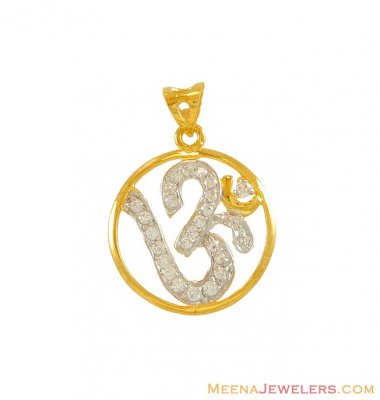 22k Designer Two Tone Om Pendant ( Om Pendants )