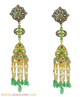 Antique Polki Earrings ( Diamond Victorian Jewelry )