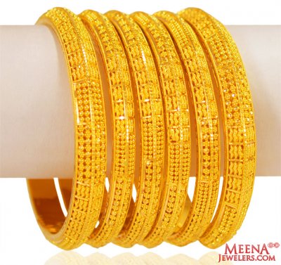 22K Gold Bangles (6 pcs ) ( Set of Bangles )