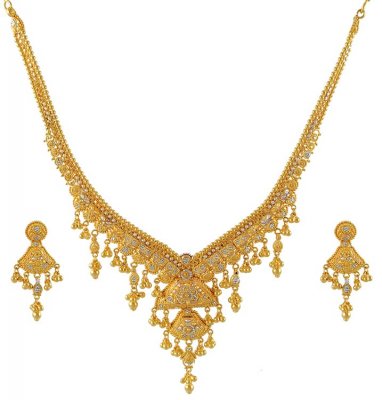 22Kt TwoTone Necklace Set ( 22 Kt Gold Sets )