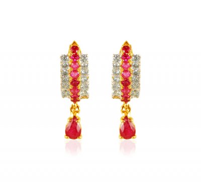 22kt Gold Ruby Earrings ( Clip On Earrings )