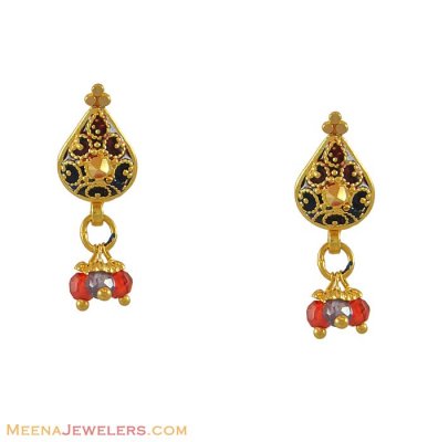 22k Meenakari Hanging Earrings ( 22Kt Gold Fancy Earrings )