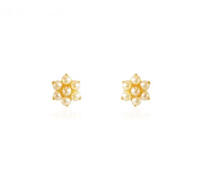 22K Gold Pearl Earrings ( Precious Stone Earrings )