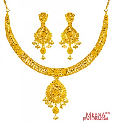 22Karat Gold Necklace Earring Set ( 22 Kt Gold Sets )