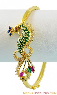 Peacock Designer Kada 22k Gold ( Stone Bangles )