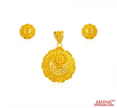 22Karat Floral Gold Pendant Set ( Gold Pendant Sets )