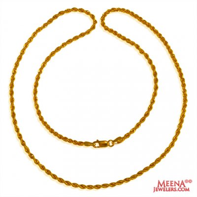 22k Fancy Hollow Rope Chain (16 in) ( Plain Gold Chains )