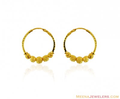 Indian Gold Balls Bali 22K ( Hoop Earrings )