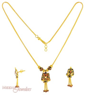 22K Gold Necklace Set ( Gold Designer Sets )