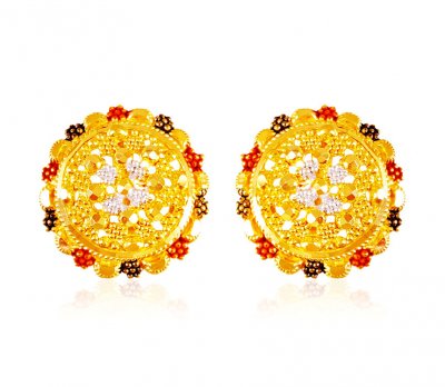22Karat Gold Tri color Earring ( 22 Kt Gold Tops )