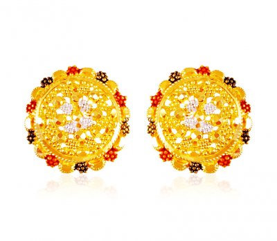 22Karat Gold Tri color Earring ( 22 Kt Gold Tops )