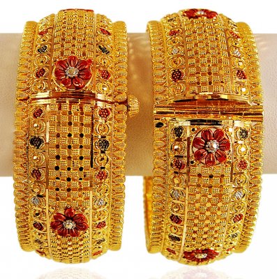 22 Karat Gold Tricolor Kada (Pair) ( Kadas )