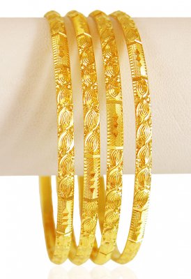 22K Gold Machine Bangles Set ( Set of Bangles )