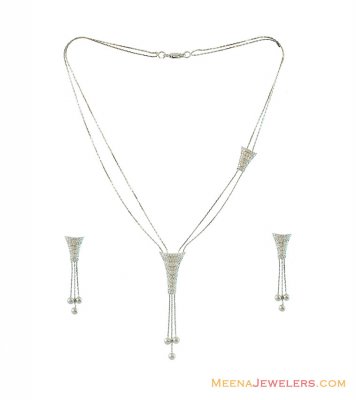 18k White Gold Necklace Set ( White Gold Sets )