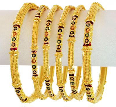 Gold Meena Bangles Set ( Set of Bangles )