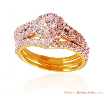 Engagement Gold Ring with Bands ( Ladies Signity Rings )