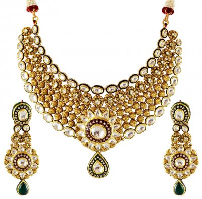 22K Gold Exquisite Antique Set ( Bridal Necklace Sets )