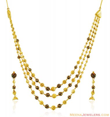 22k Meena Fancy Layered Balls Set  ( 22 Kt Gold Sets )