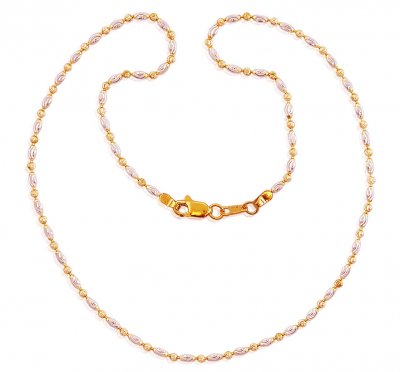 22k Rice Balls Chain Two Tone ( 22Kt Gold Fancy Chains )
