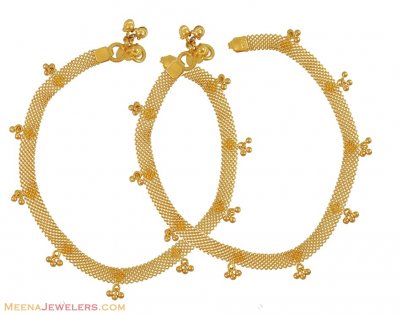 22K Gold Designer Payal ( Pair) ( Gold Anklets )