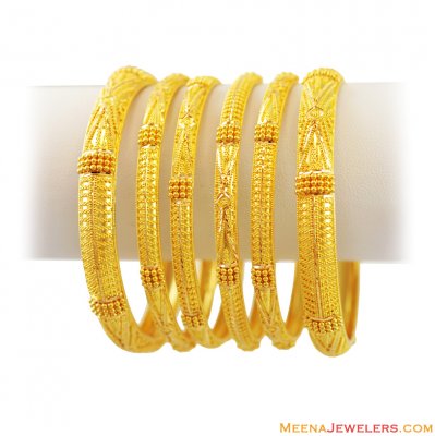 22k Gold Bangles Set(6 Pcs) ( Set of Bangles )