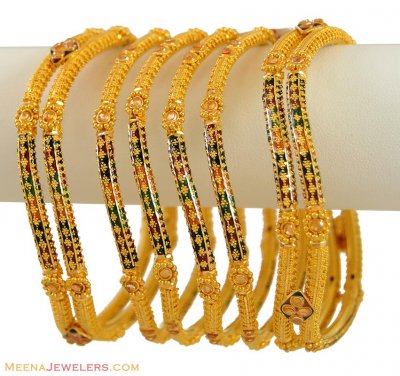 22K MeenaKari Bangles (set of 6) ( Set of Bangles )