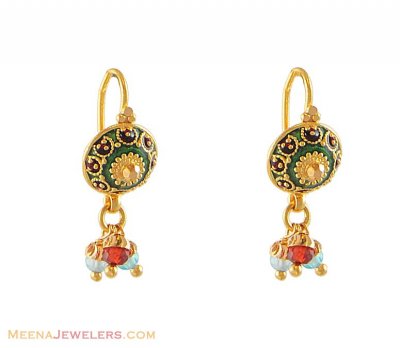 Earring With Enamel Paint ( 22Kt Gold Fancy Earrings )