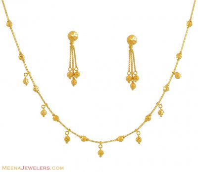 22K Gold Balls Light Necklace Set ( Light Sets )