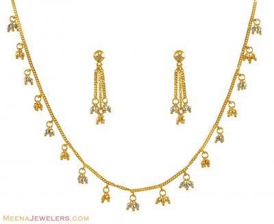 22K Necklace Set with Hangings ( Light Sets )