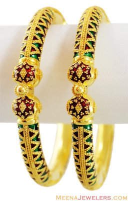 22k Designer Meena Pipe Kadas(Pair) ( Kadas )