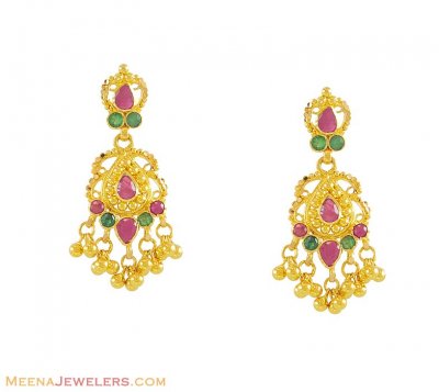 Gold Earrings with Precious Stones ( Precious Stone Earrings )