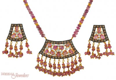 22k Tourmaline And CZ Set ( Combination Necklace Set )