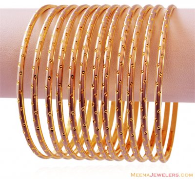 22k Fancy Two Tone Bangles (4) ( Set of Bangles )