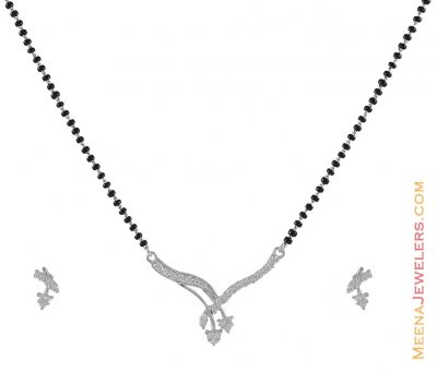 Cz Mangalsutra Set (18kt White gold) ( Gold Mangalsutra Sets )