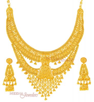 Gold Necklace and Earrings Set ( 22 Kt Gold Sets )