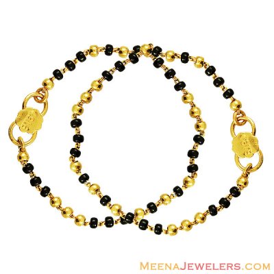 22k Black Beads Baby Bracelet(2 Pc) ( Black Bead Bracelets )