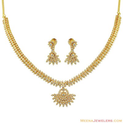 22k Gold set with Cz Stone ( Gold Designer Sets )