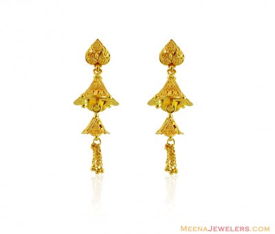 22K Chandelier Earrings ( 22Kt Gold Fancy Earrings )