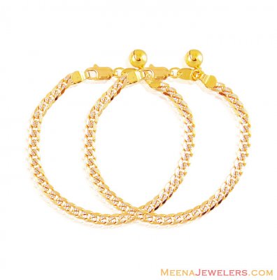 22K Two Tone Kids Anklet  ( Gold Anklets )