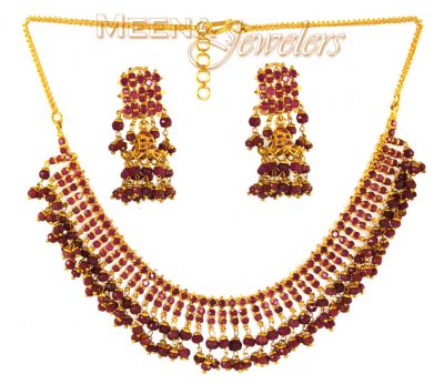 22 Kt Gold Ruby Set ( Combination Necklace Set )