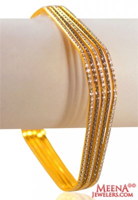 22k Gold  Rhodium Square Bangles  ( Two Tone Bangles )