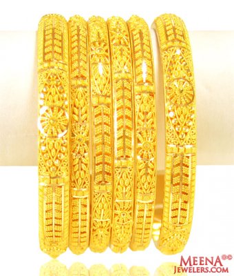 22 Karat Gold Bangles Set (6 PC) ( Set of Bangles )