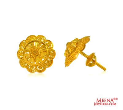 22 KT Gold Tops Earrings ( 22 Kt Gold Tops )